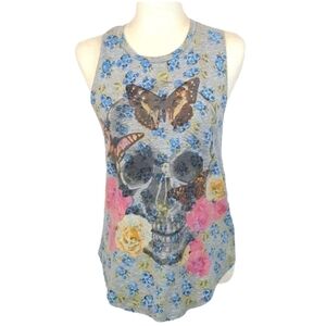 DOE - Skull Butterfly and Floral Tank‎ Top